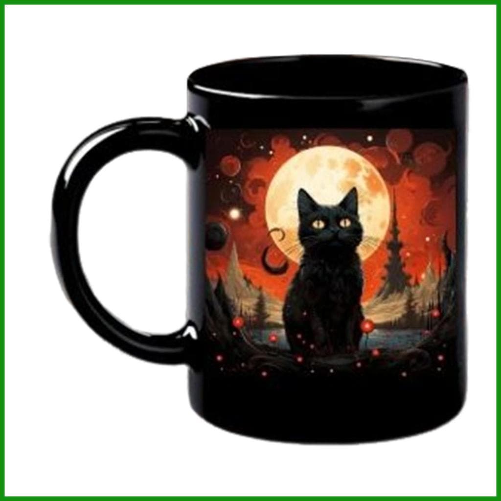 Caneca De Café De Gato Halloween Cerâmica Assustador Drinkware Preto Para Leite Água Bebida Suco Escritório Em Casa tong