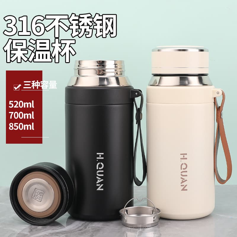 Copo térmico de aço inoxidável 316 de qualidade alimentar, copo de água de grande capacidade, 520ml, 800ml, masculino, f