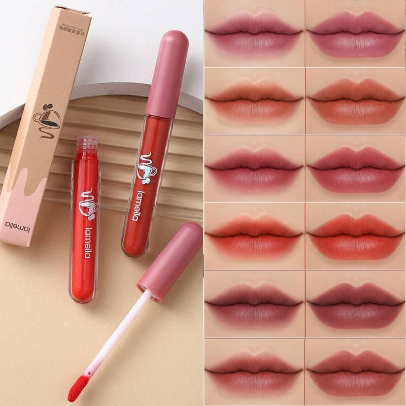 LAMEILA ®     Gloss Labial Matte 6 Cores, Efeito Veludo, Longa Duração, Hidratante, À Prova D'Água, Brilho Labial Sedoso