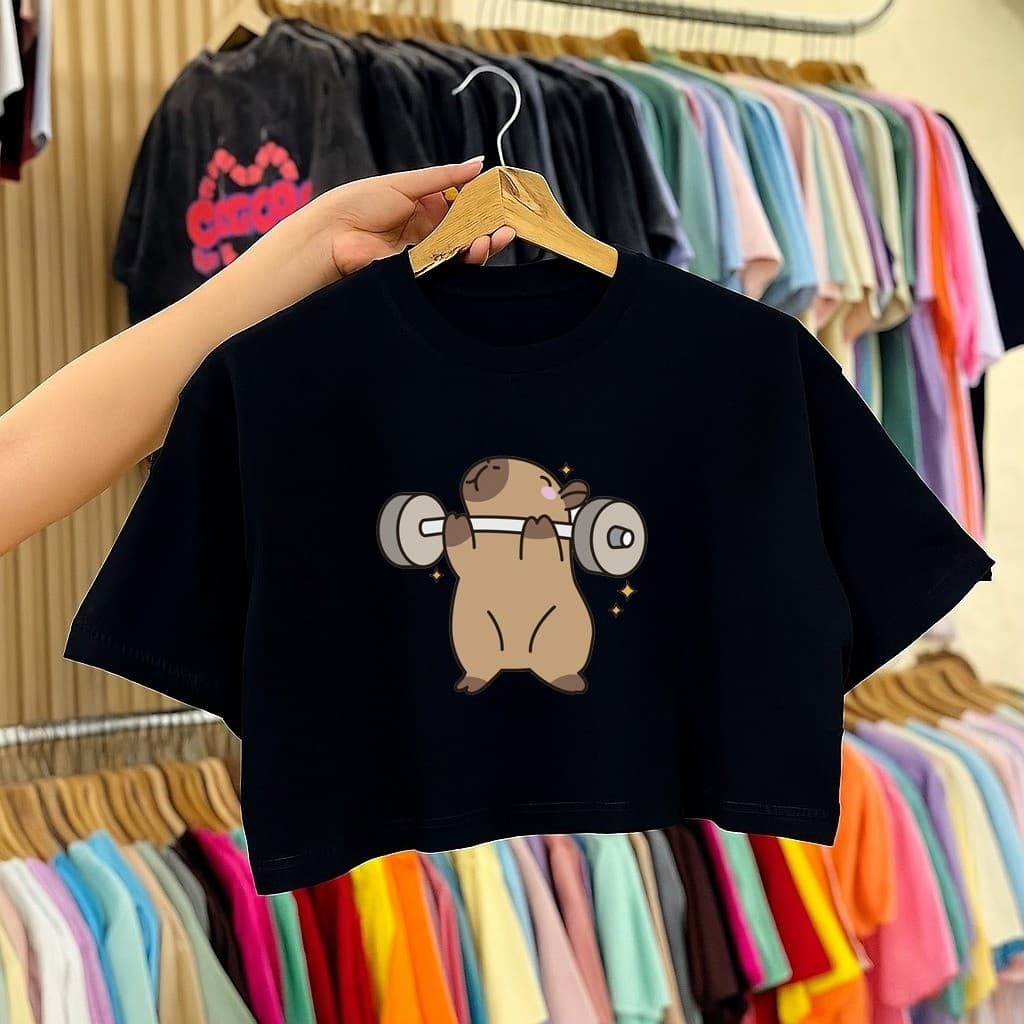 Blusa Cropped de Algodão Premium Estampado CAPIVARA TREINADO Delicado + ENVIO RÁPIDO