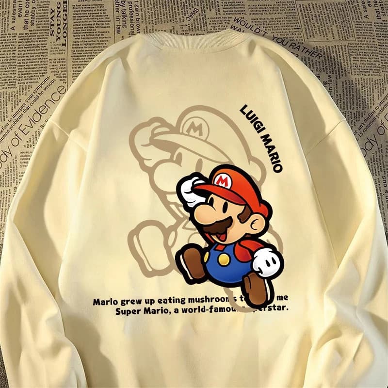 Blusa Moletom Suéter Gola Redonda Careca Super Mario Estampa Exclusiva Frio Flanelado Unissex Algodão
