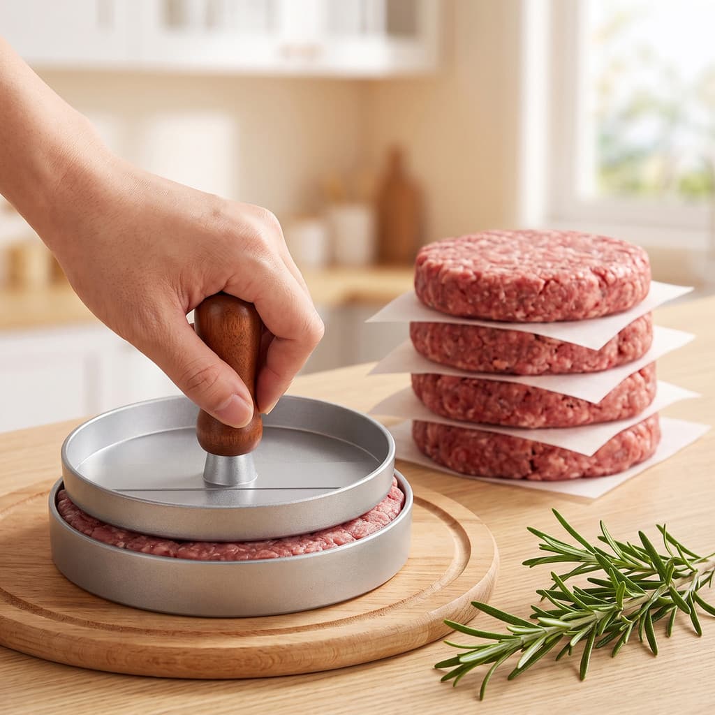 3-in-1 Non-stick Hamburger Mold/Frying Pan with Dividers for Homemade, Easy and Fast 3 em 1