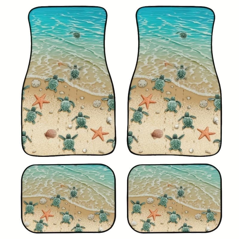 Um conjunto de 4 peças de pés de carro com Design Universal de tartaruga de praia - adequados para carros, SUVs e caminh