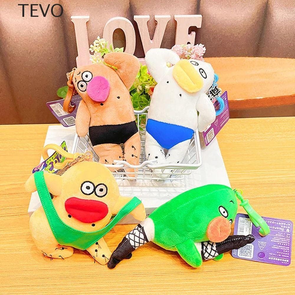 Chaveiro De Boneca De Tecido De Olhos Grandes TEVO , Pelúcia Fofo Com Boca De Salsicha , Pingente Feia De Desenho Animad