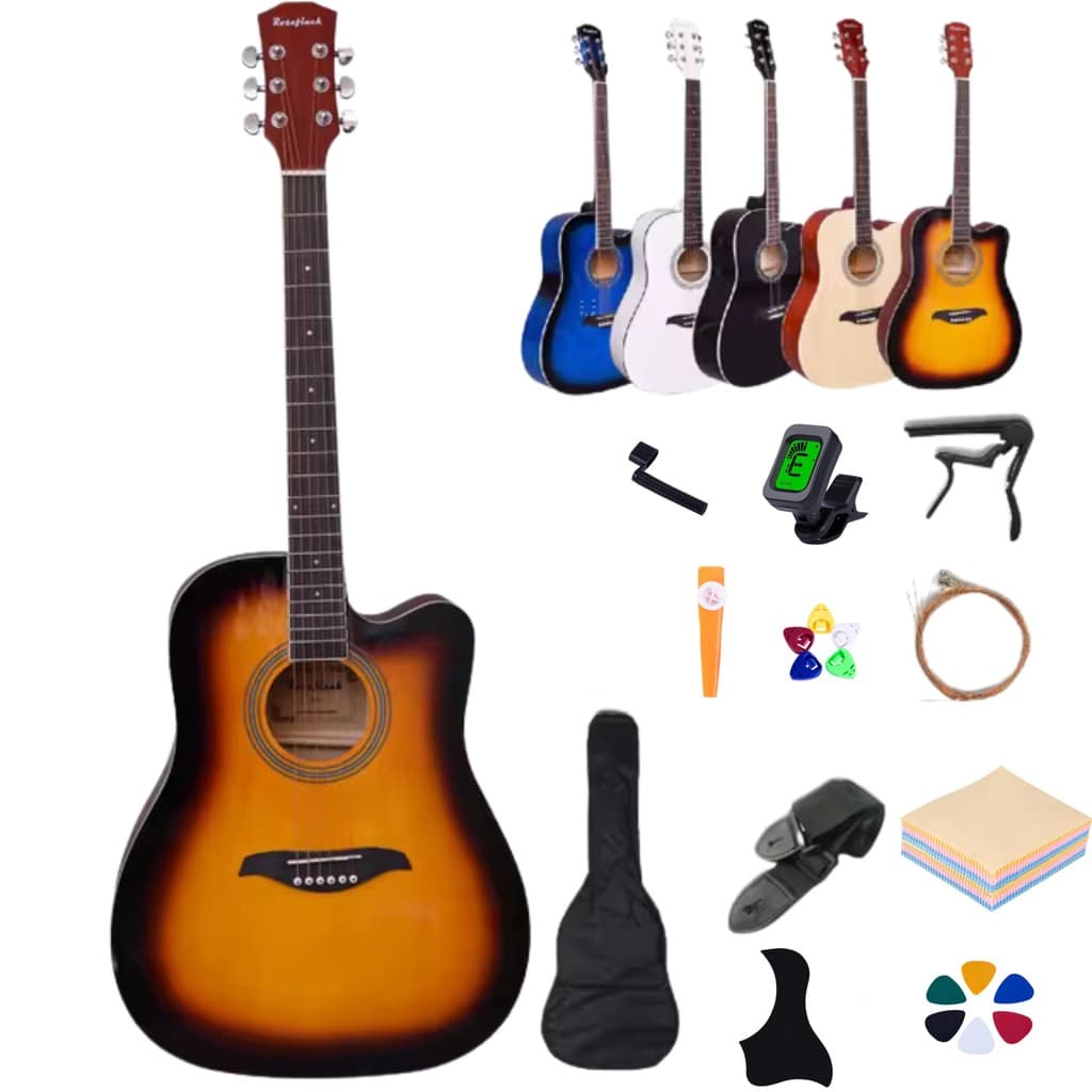 Violão Acústico Aço 38 Polegadas 6 Cordas Iniciantes Leve Madeira Aulas De Violão Ensaios De Banda Igreja Casa