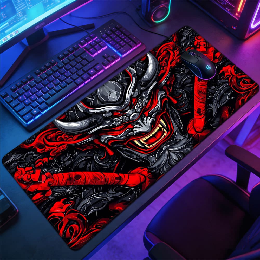 Mouse Pad Máscara Hannya Japonesa Base Borracha Antiderrapante Resistente Ao Desgaste Para Gamer Escritório PC 30*80CM
