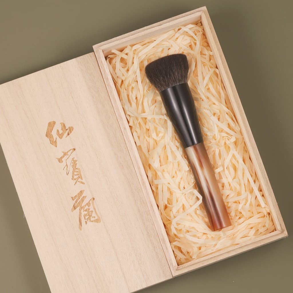Açafrão Puff chifre esquilo cabelo grande cabeça plana maquiagem configuração pó escova especial fundação escova pó solt
