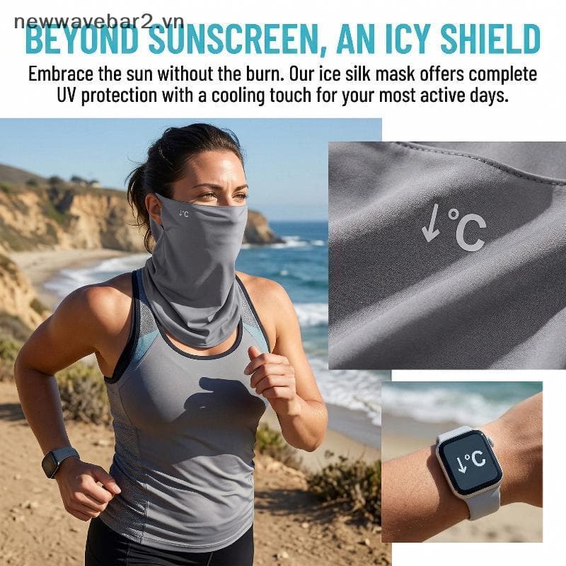 Máscara Facial De Seda Gelada Com Proteção UV Para Solar De Verão E Atividades Leves Ao Ar Livre .