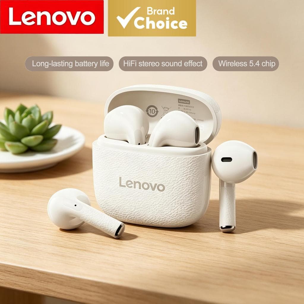 Fones de Ouvido Lenovo EA166 TWS Sem Fio Bluetooth 5.4 HiFi Som Estéreo Earbuds ENC Cancelamento de Ruído Controle Touch