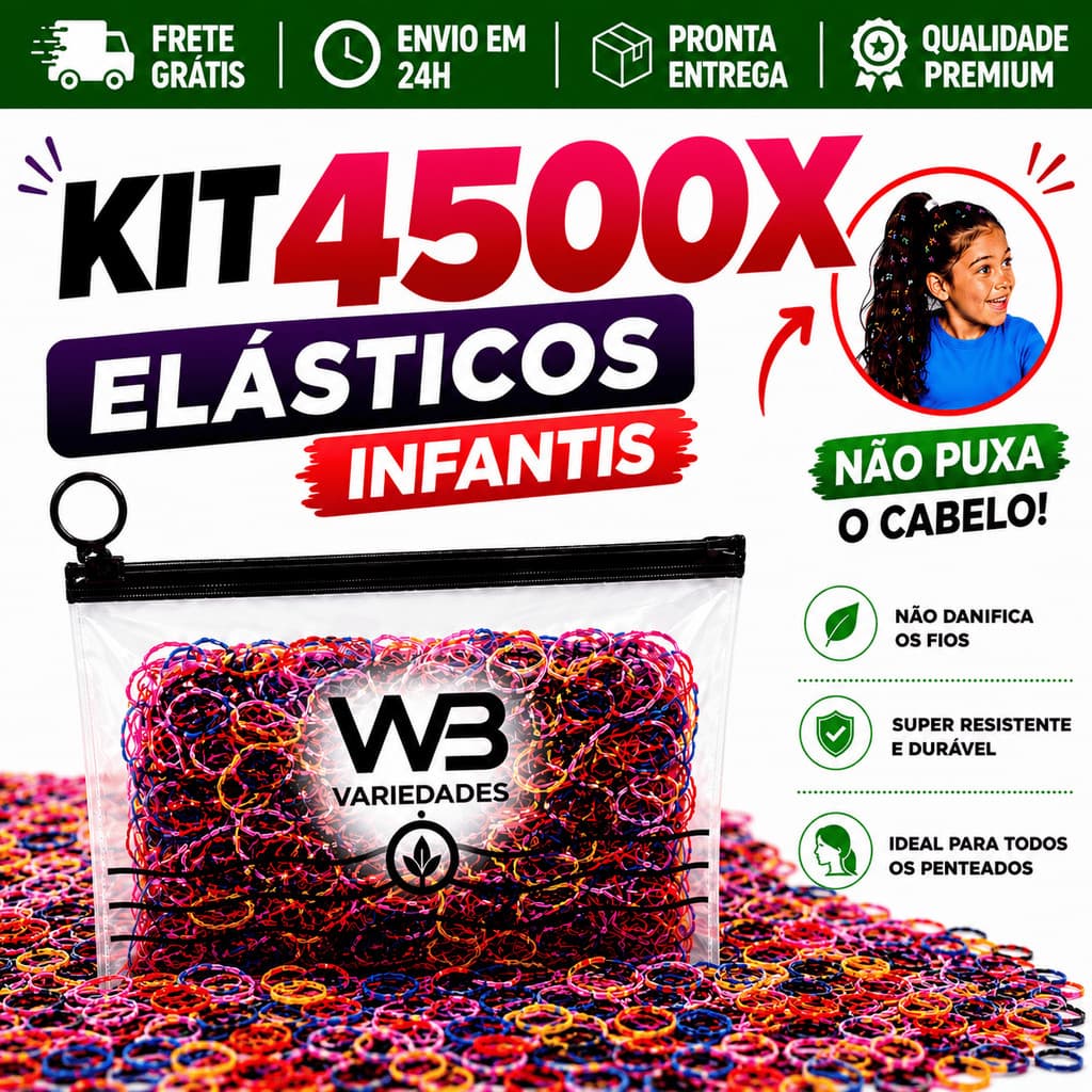 Combo 4500 Elástico de Cabelo Liguinha Infantil Feminino com Necessaire Envio Imediato 24h