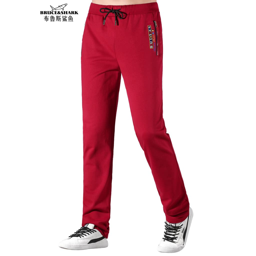 2025 outono novo estilo sweatpants masculino em linha reta sweatpants Bruce tubarão solto tamanho grande calças elástica