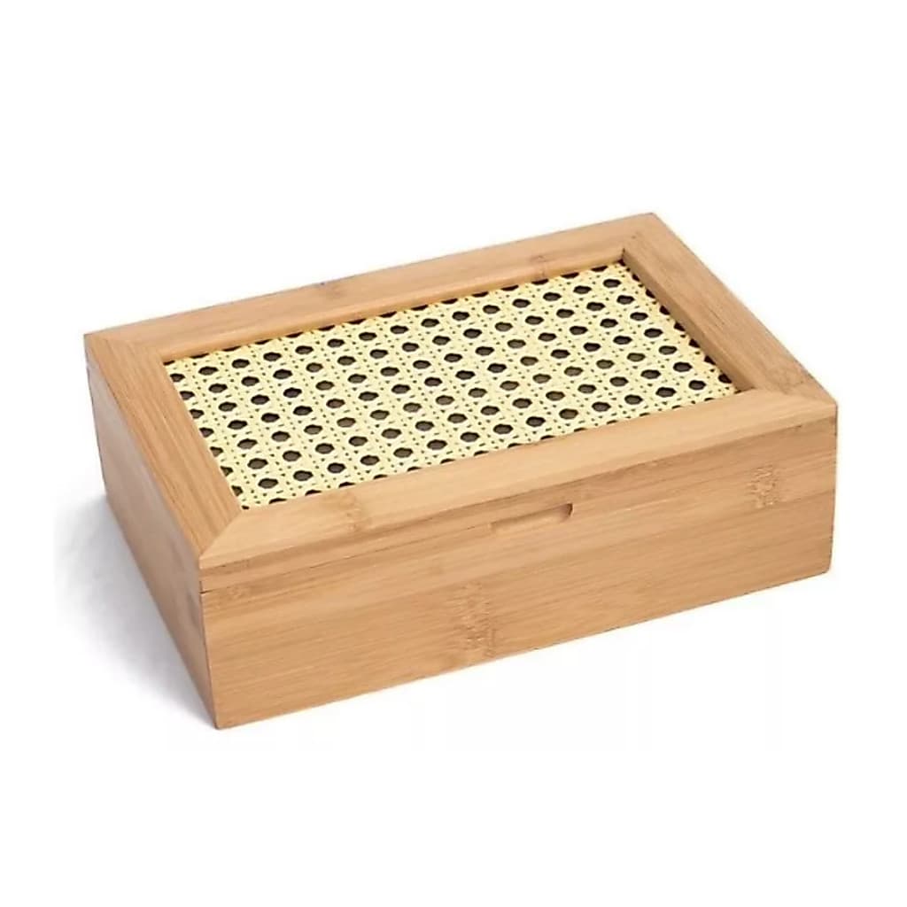 Caixa Decorativa de Palha Indiana e Bambu 6 Nichos - Oikos