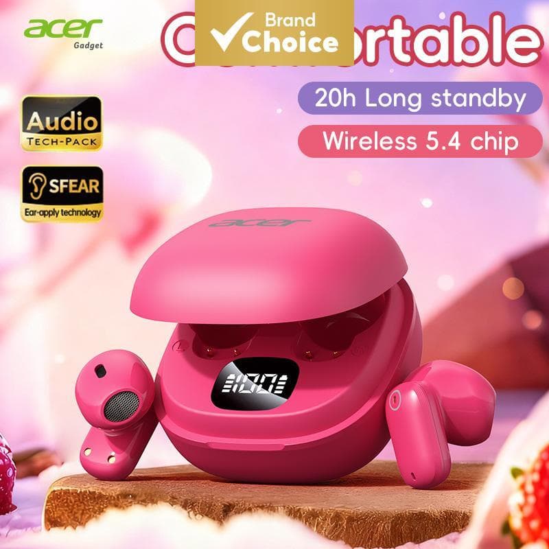 Fones De Ouvido Acer OHR501 Intra-Auriculares Sem Fio 5.4 Chip Bluetooth Oferece Desempenho De Conexão Rápida E Estável