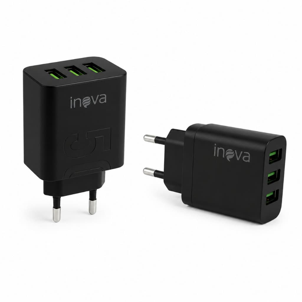 Fonte Carregador Turbo Inova 3 USB 4.1A Carregamento Rápido