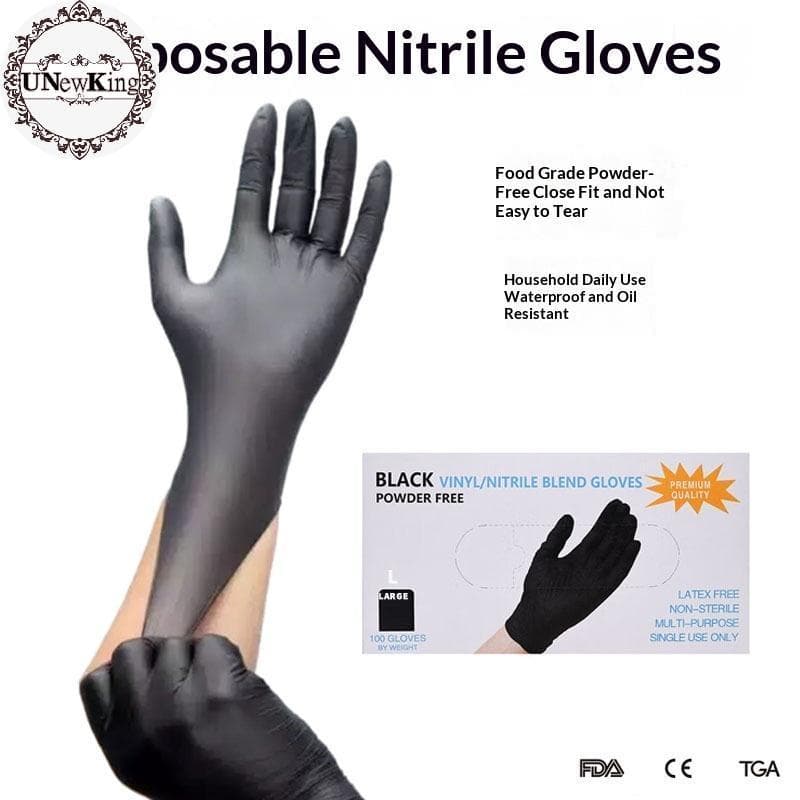 UNewKing 100 Pcs Luvas Protetoras De Nitrilo Sem Látex Descartáveis Para Cozinha Segura , E Limpeza br