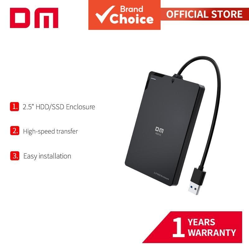 Gabinete de HD Externo de 2,5 SATA para USB 3.2 DM HD012 – Sem ferramentas, conexão rápida, suporta até 2TB