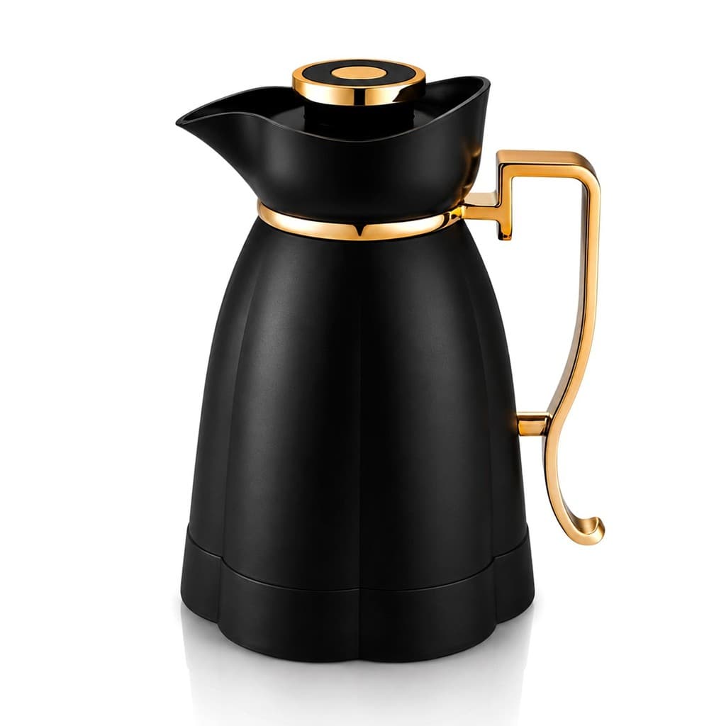 Garrafa Térmica Luxo Khadija Preta 1000 Ml Café Chá Água Quente Fria Tampa Click - Tuut