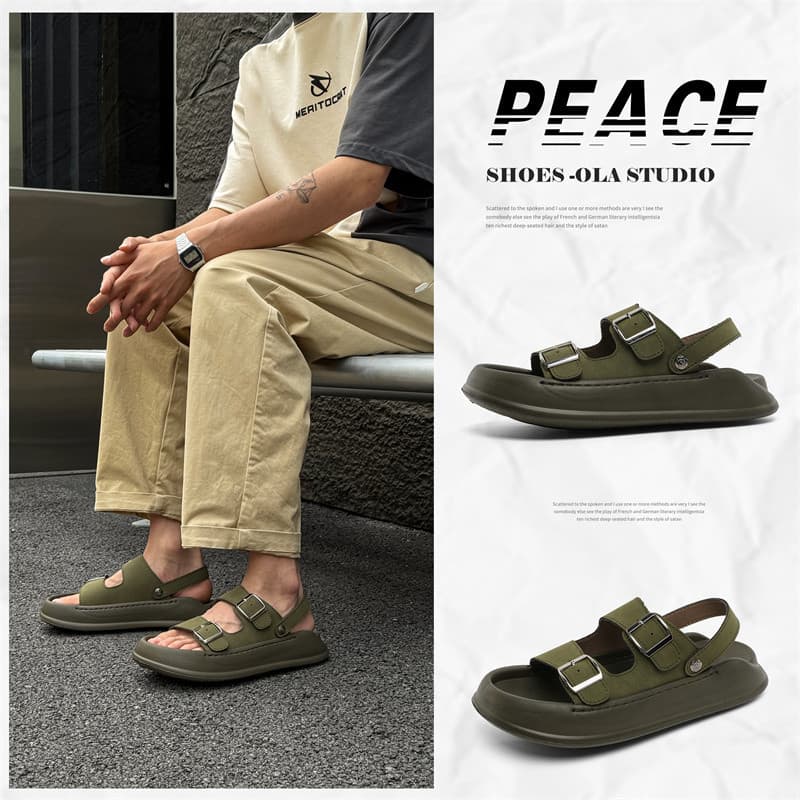 Verão exterior Wear High-End sandálias casuais homens dedo aberto sola grossa condução chinelos de dupla utilização leve