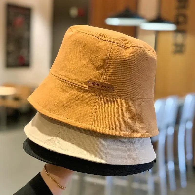 Chapéu balde de algodão de cor sólida feminino ins Street Wear etiqueta All-Match japonês balde chapéu primavera verão C
