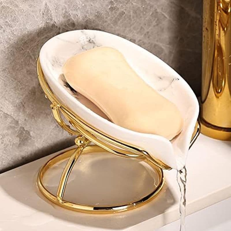 Saboneteira Em Formato De Folha Dobbyby-Suporte Para De Cerâmica Premium Com Sistema De Autodrenagem-Porta Sabonete Barr