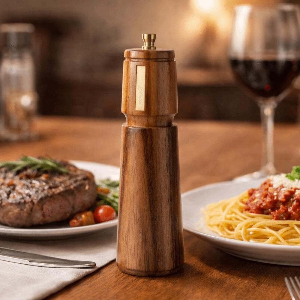 Conjunto De Moinho De Pimenta De Acácia  , Moedor Manual Com Núcleo Cerâmico , Garrafa De Tempero De Base