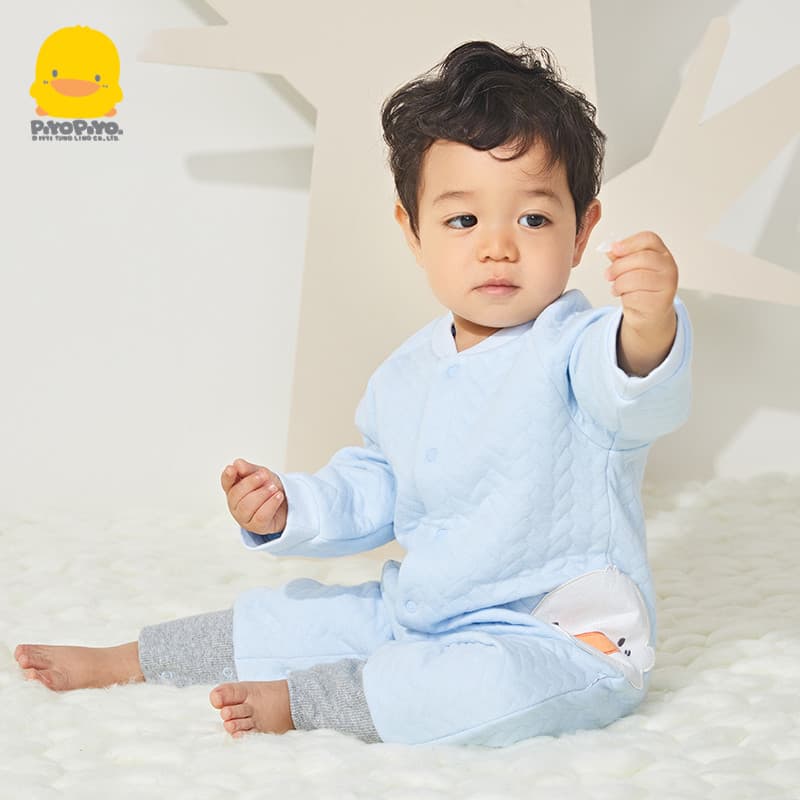 Patinho amarelo roupas infantis genuíno macacão de bebê contador retirada outono bebê acolchoado macacão quente 0-1 anos