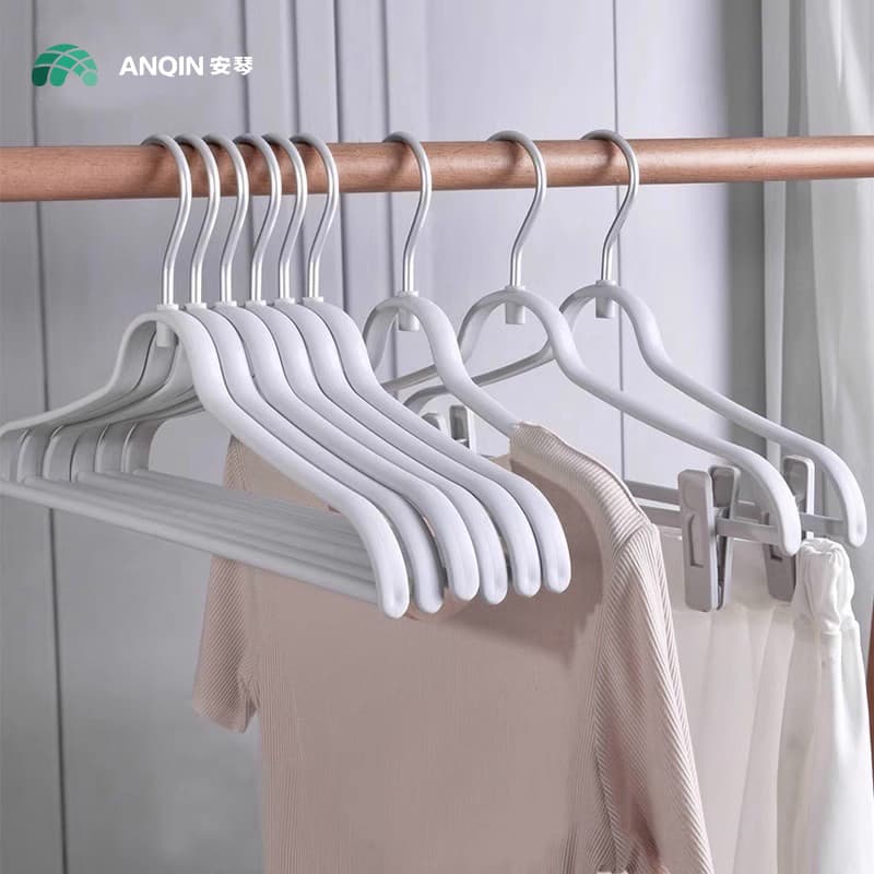 Anqin cabide de roupas domésticas sem costura antiderrapante anti-ombro canto suporte de roupas guarda-roupa plástico pe