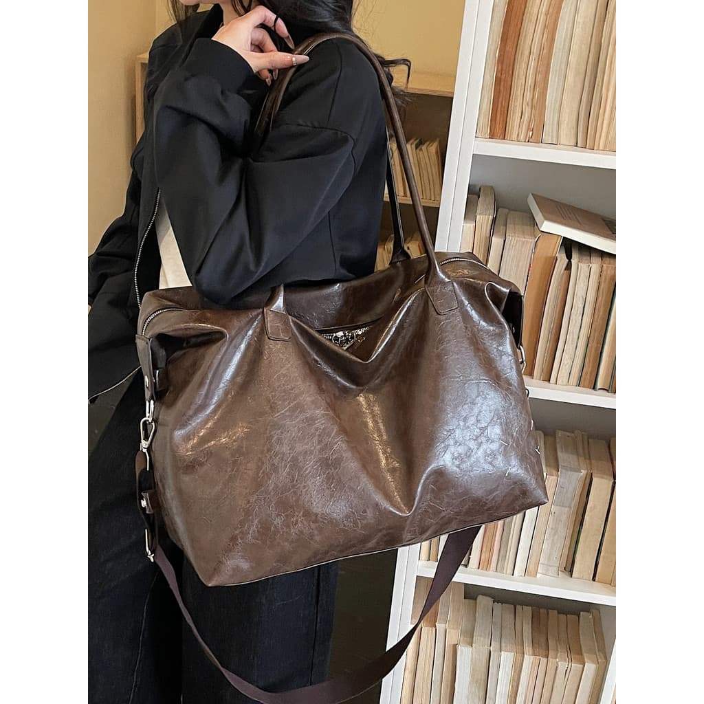 Sacola feminina de grande capacidade elegante All-Match pu ombro mensageiro saco Outing bagagem Com