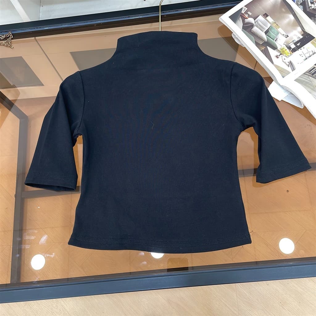 Meia gola alta camisa de fundo feminina estilo ocidental primavera verão novo estilo de manga média camiseta feminina ma