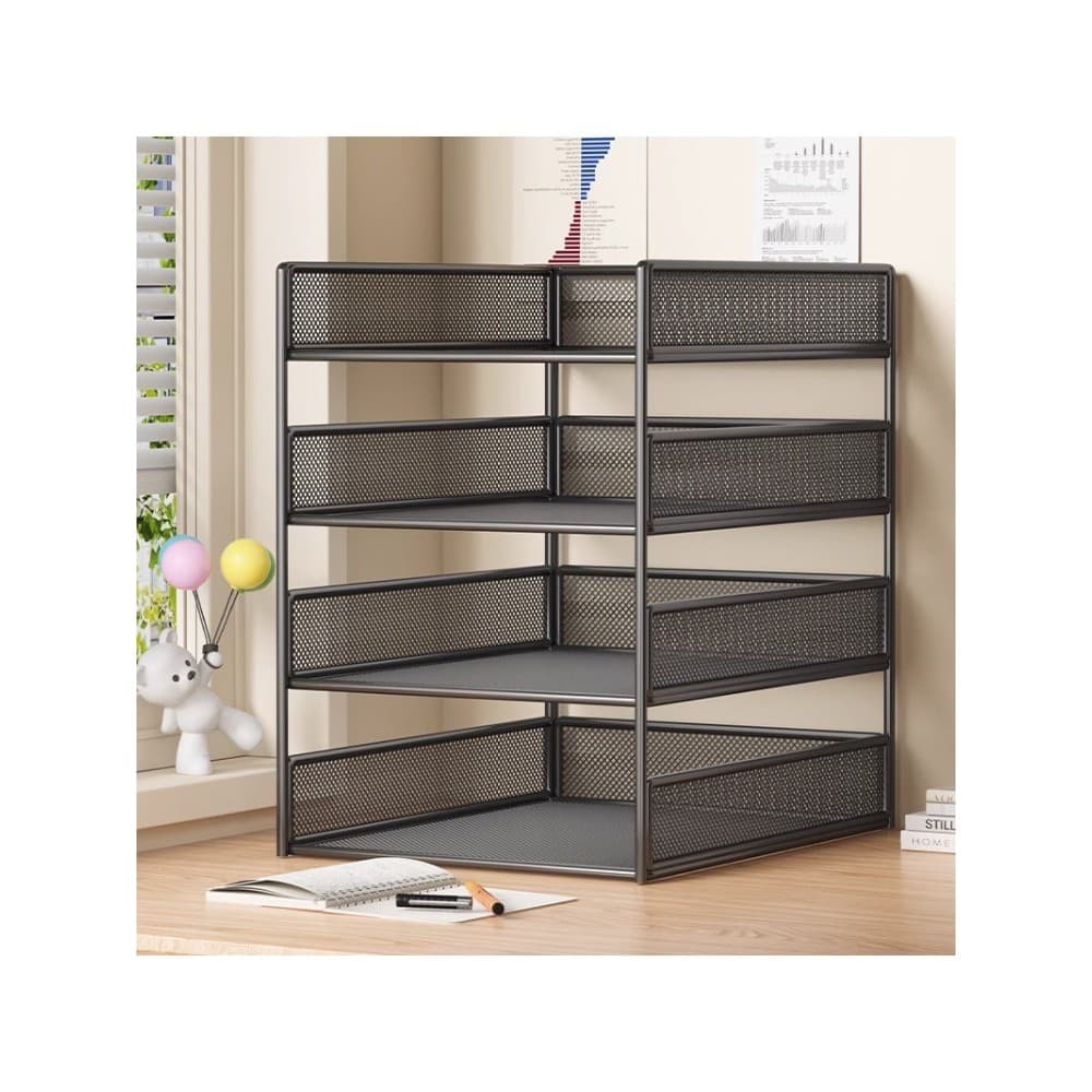 Pasta de mesa A4 Rack de informações de Metal Caixa de arquivo Rack de armazenamento de arquivos multicamadas Caixa de a