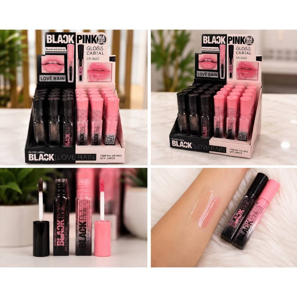 Box Com 24 Uni - Gloss Labial Black Pink Magic - Love Rain