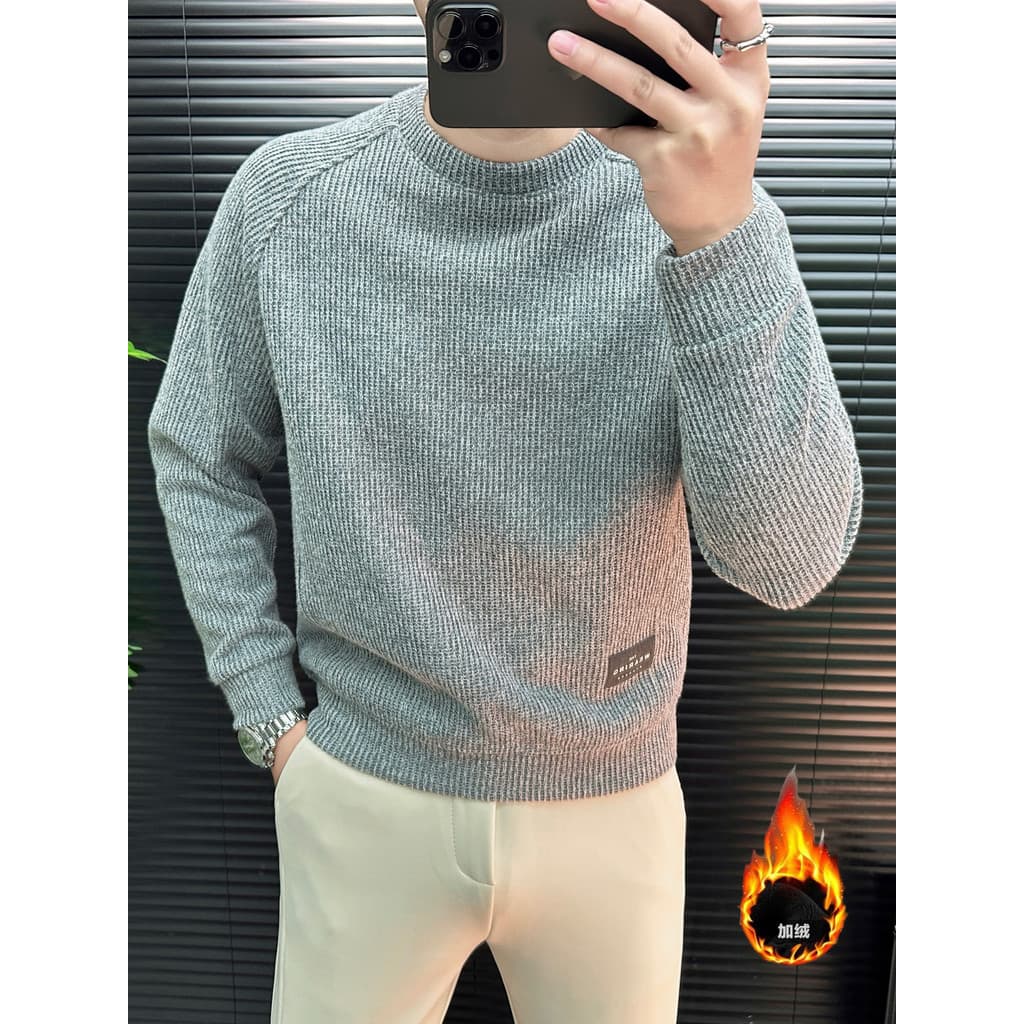 Estilo preguiçoso Retro malhas masculino versão coreana negócios High-End em torno do pescoço camisola masculina outono