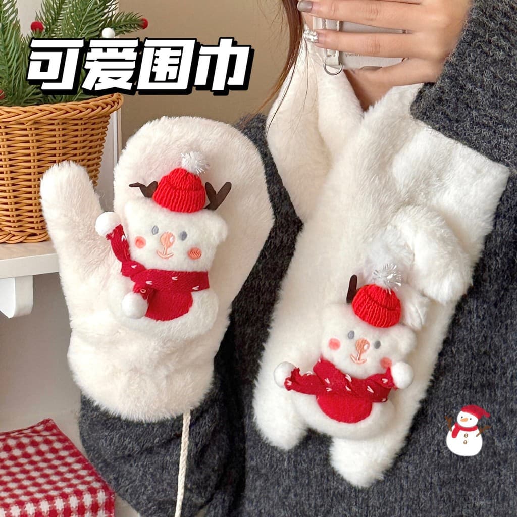 Yiwu pequeno presente bonito boneca de pelúcia quente conjunto de duas peças menina inverno natal estudante dedo conjunt