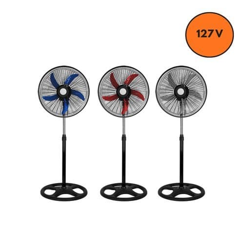Ventilador Pedestal 127V 60W Oscilante Silencioso Ajustável Preto Potente