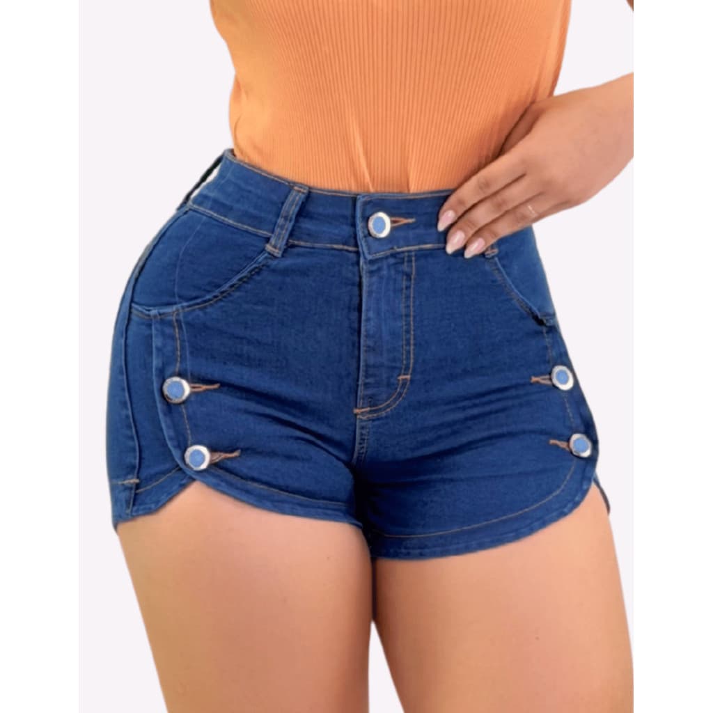 Short Jeans Feminino 5 botões  cintura alta com lycra  Levanta Bumbum ModaZ
