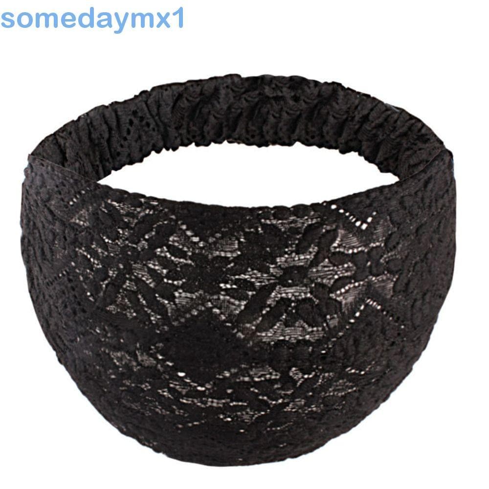 SOMEDAYMX1 Faixas De Cabelo De Renda , Faixa De Cabeça De Flor De Malha De Argola Oca , Envoltório Lateral Larga