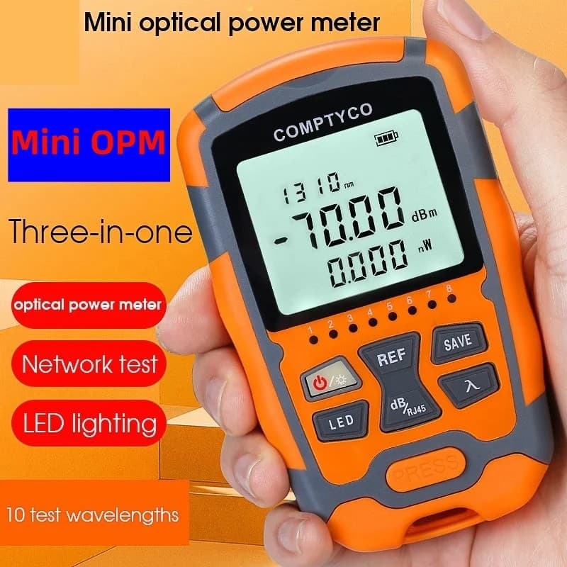 COMPTYCO Mini Medidor De Potência Óptica 10 Comprimentos De Onda FTTH Testador De Fibra 3 Em 1 OPM Com Teste De Rede Rj4
