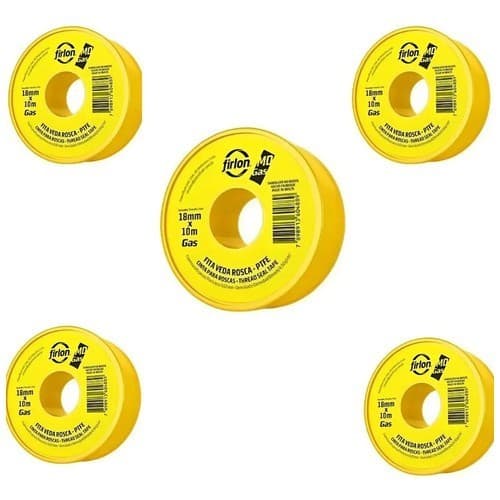 Kit 5 Fita Veda Rosca Md Gás Firlon 18mm X 10m P T F E