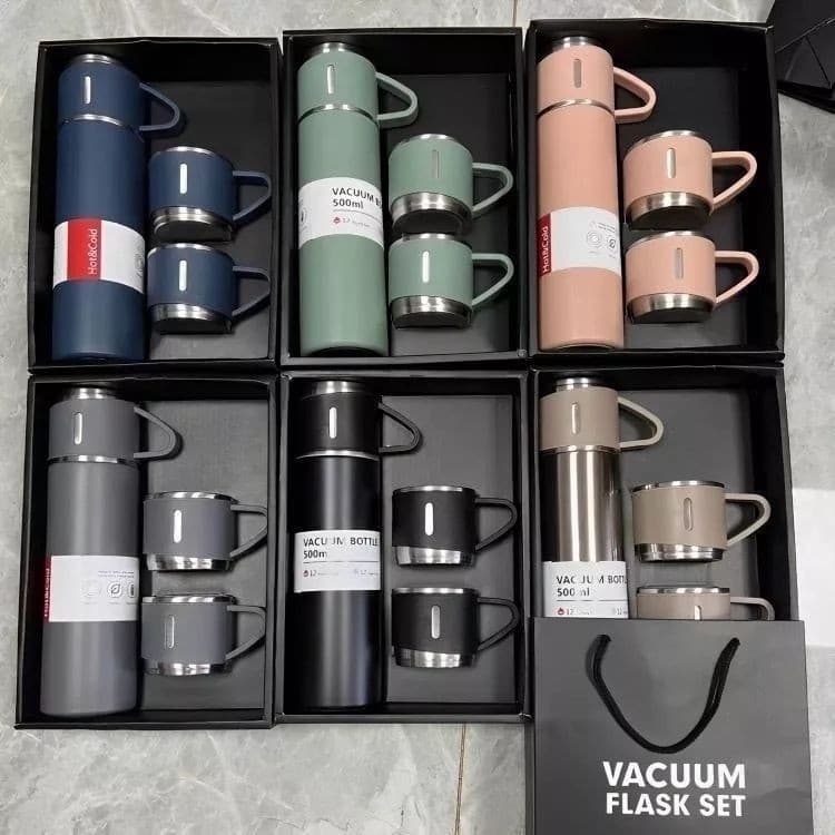 Caneca Garrafa Térmica Vacuum Bottle Inox Bebidas Fria ou Quente 500ml, Disponível em Várias Cores