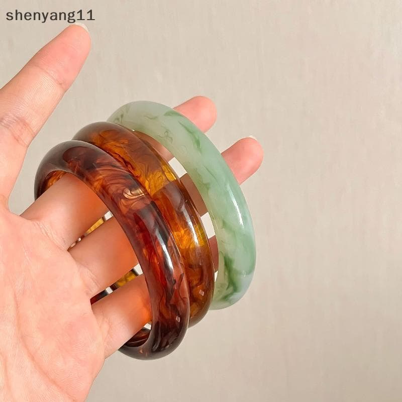 shen Pulseiras Finas De Resina Manchada Para Mulheres , Vintage , Acrílico , Moda Coreana , Joias , Elegante , Fácil Com