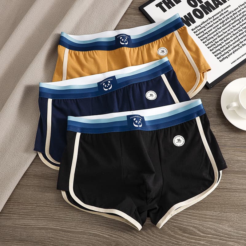 Cueca boxer masculina de cor sólida, cueca boxer solta de algodão respirável, Shorts masculinos da moda, boxer esportivo