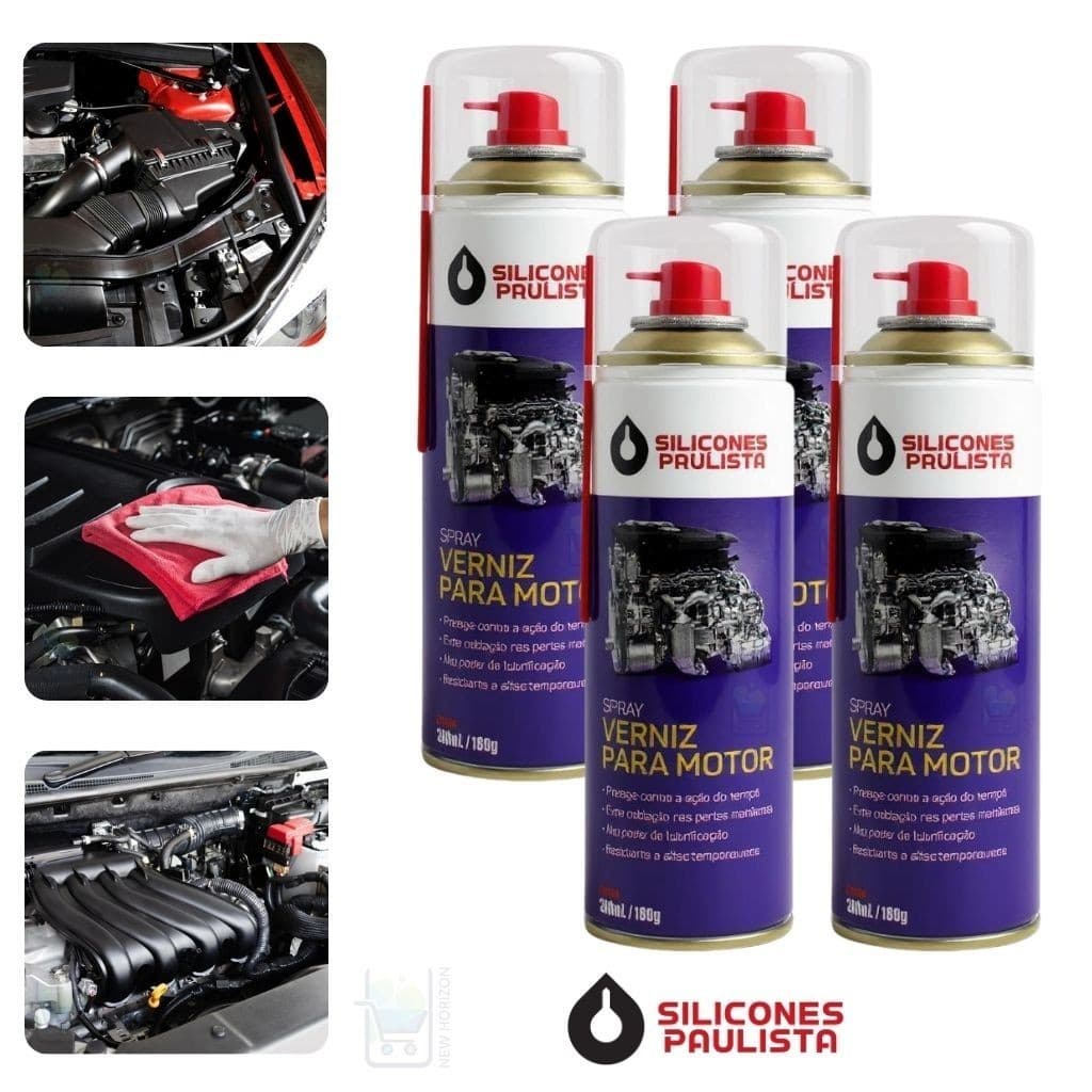 4 Verniz Spray Automotivo 300ml – Motor Limpo, Brilhante e Protegido