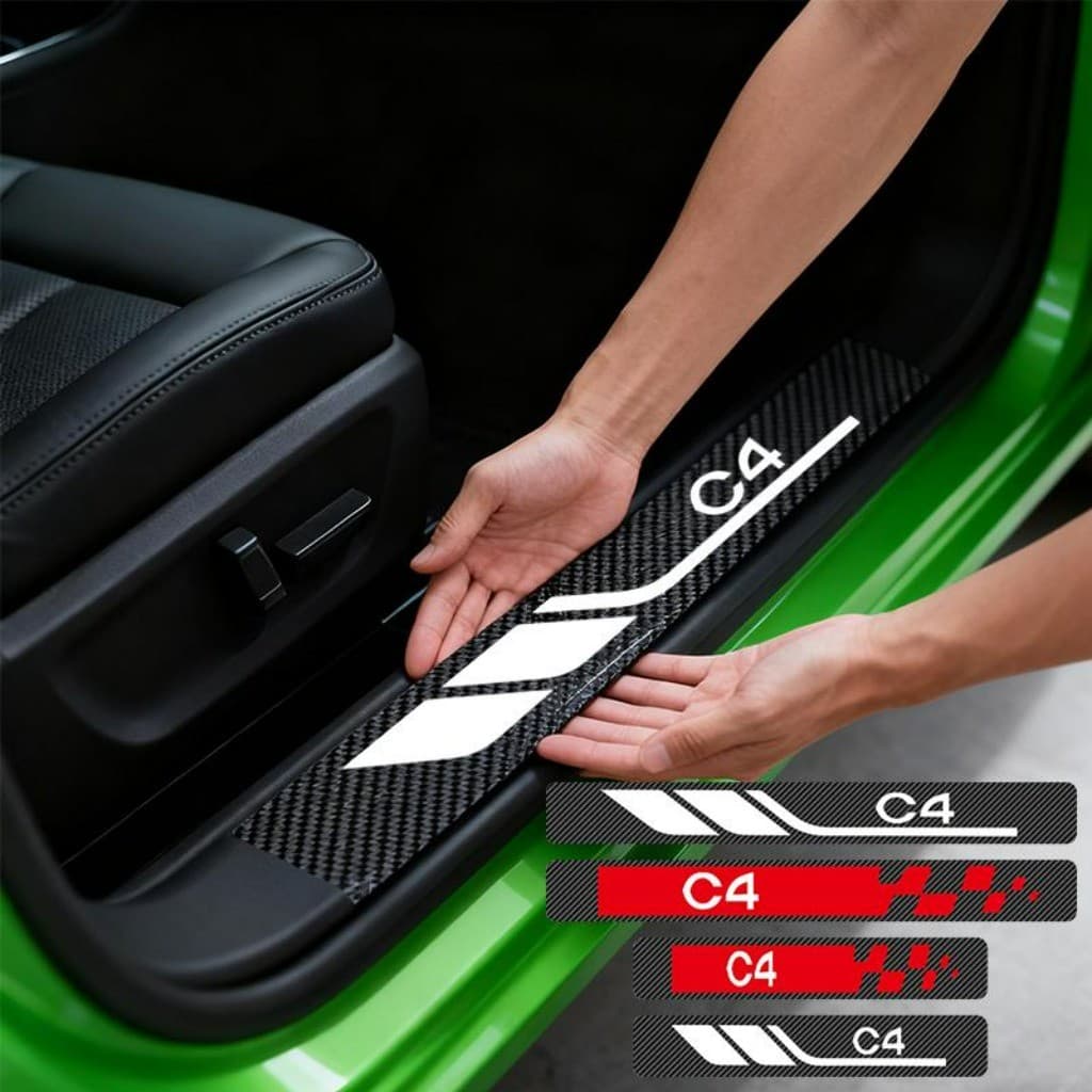 Kit 4 Peças Textura 3D Protetor De Soleira De Porta Automotiva Acessórios Para Carro For Citroen C4 Cactus Shine