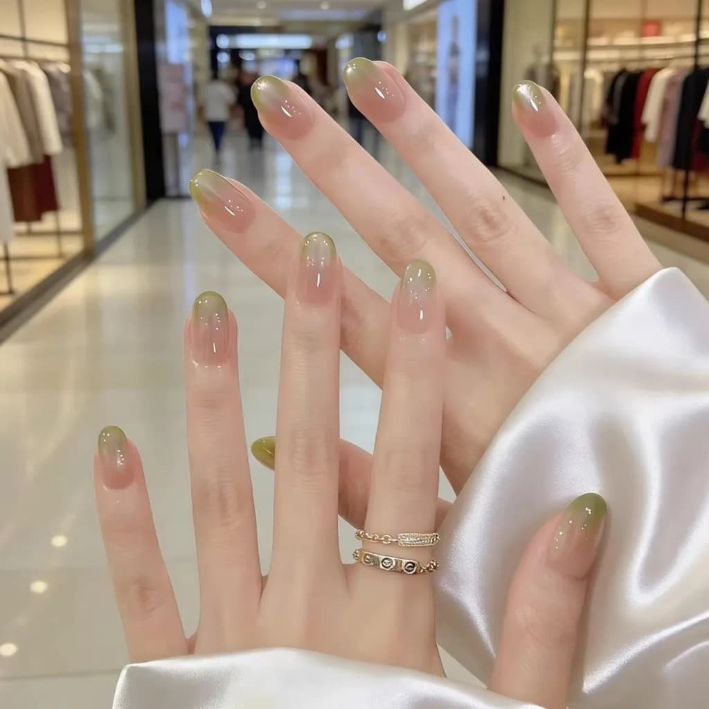 Green Guava~Unhas postiças artesanais estilo verão, com um toque doce e fresco, tendência em verde goiaba translúcido co