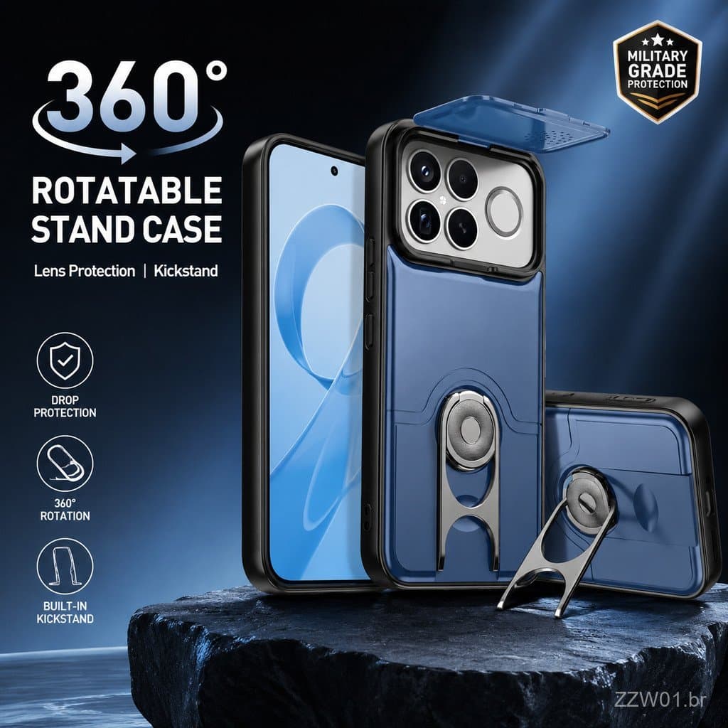 360 °   Capa Protetora com Suporte Rotativo para Câmera para Xiaomi Poco X8 Pro Max X8 Pro F8 Ultra F8 F6 Pro M7 M8 Pro