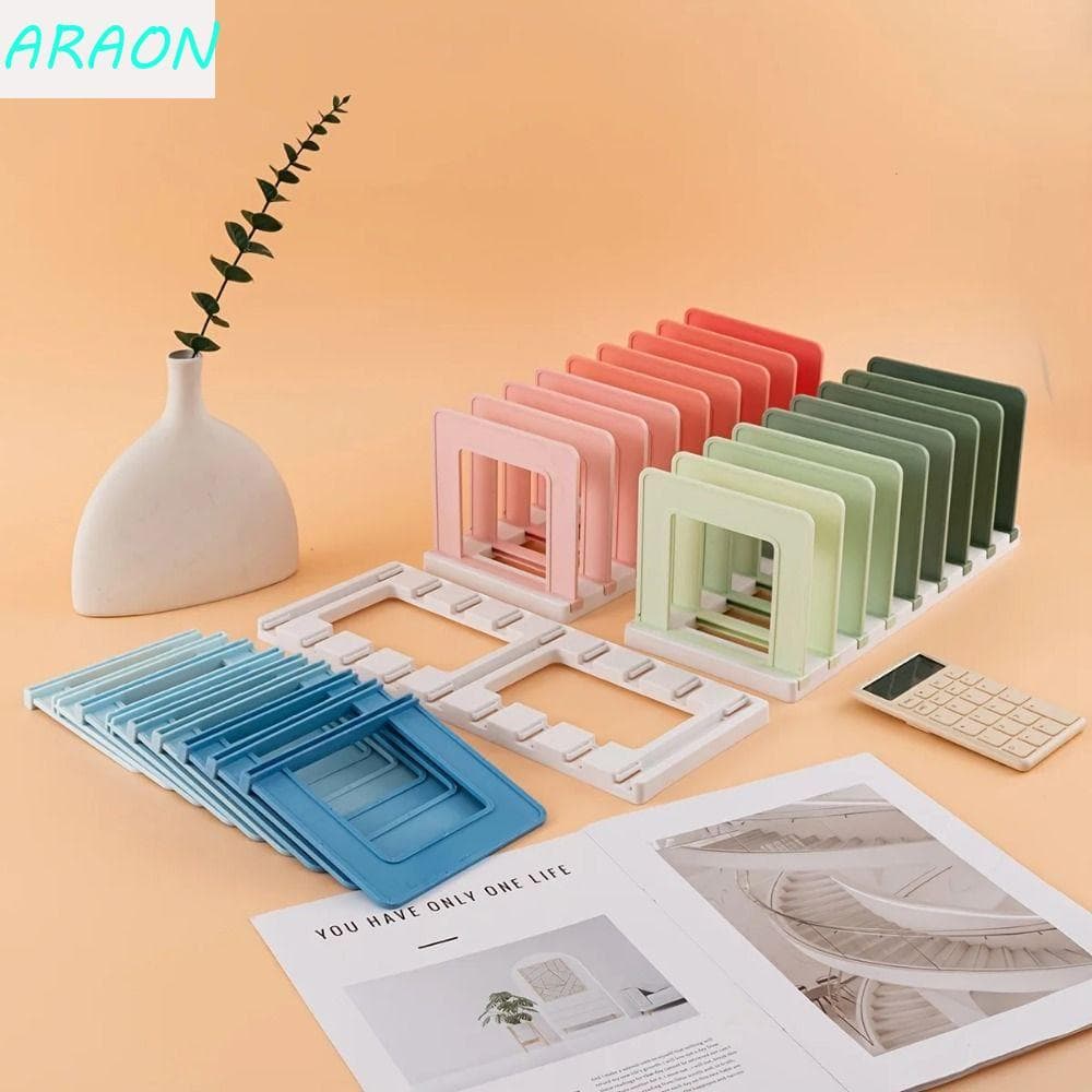 Suportes Para Livros Removíveis ARAON , Suporte Ajustável De Mesa Com 8 Compartimentos , Divisórias Anti-Queda , Rack De
