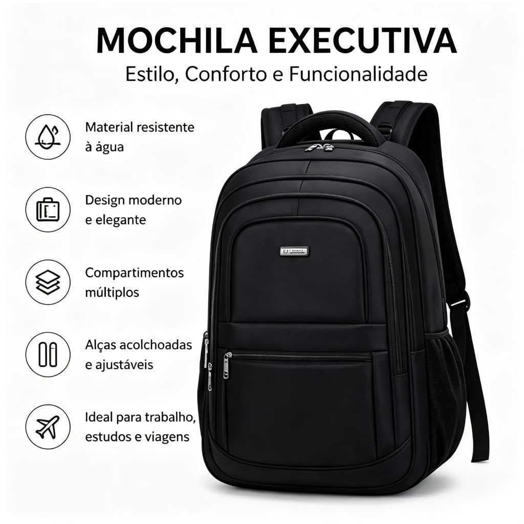 Mochila Executiva Antifurto Impermeável para Notebook