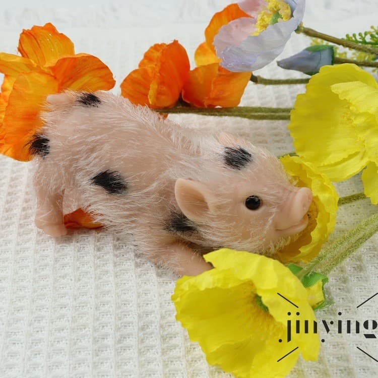 Brinquedo De Porco De Silicone De Cabelo Branco-Modelo Animal Educacional Para Alívio Do Estresse E Brincadeiras De Bebê
