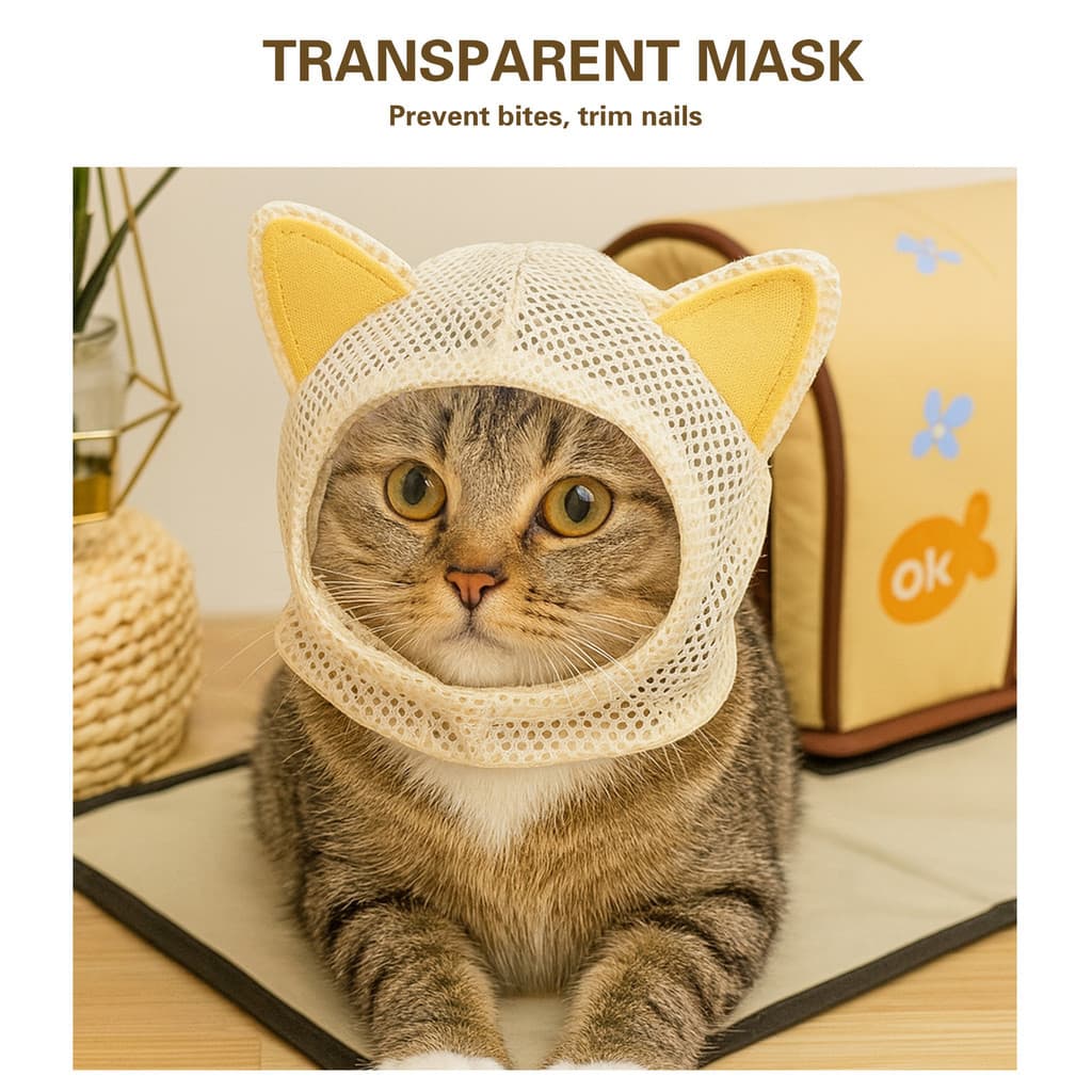 Capa para boca de animal de estimação gato máscara anti-mordida gato anti-latido cabeça capa anti-mordida injeção banho
