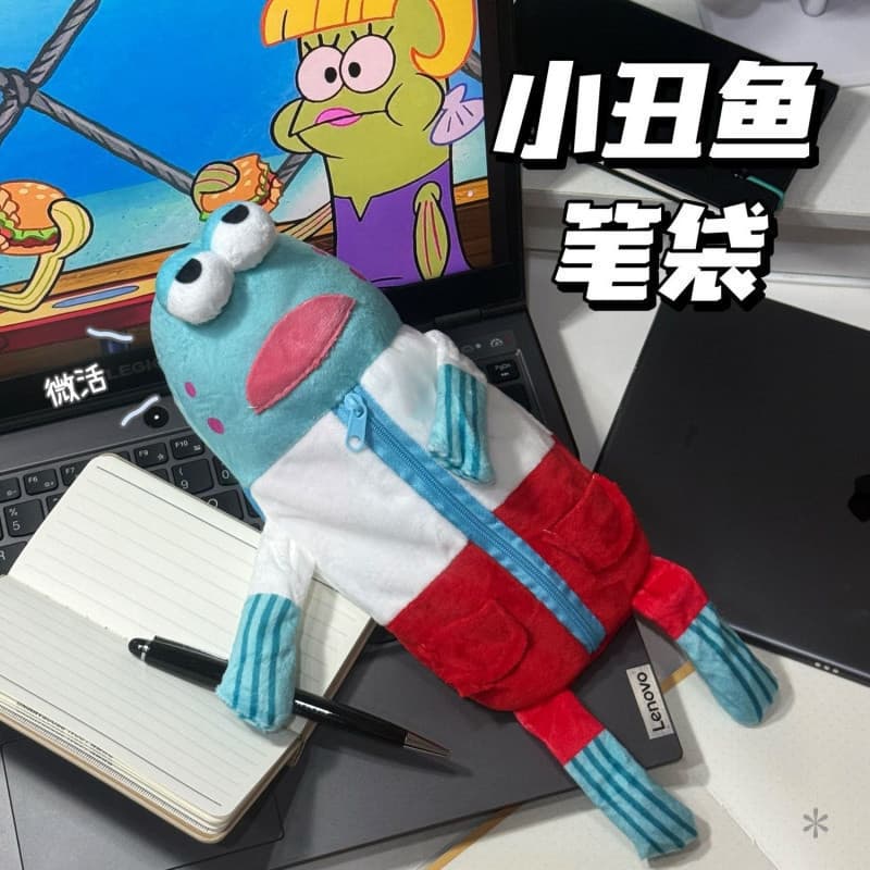 Estojo escolar do Bob Esponja, com design do Patrick Estrela, estojo de pelúcia fofo, adequado para materiais escolares.